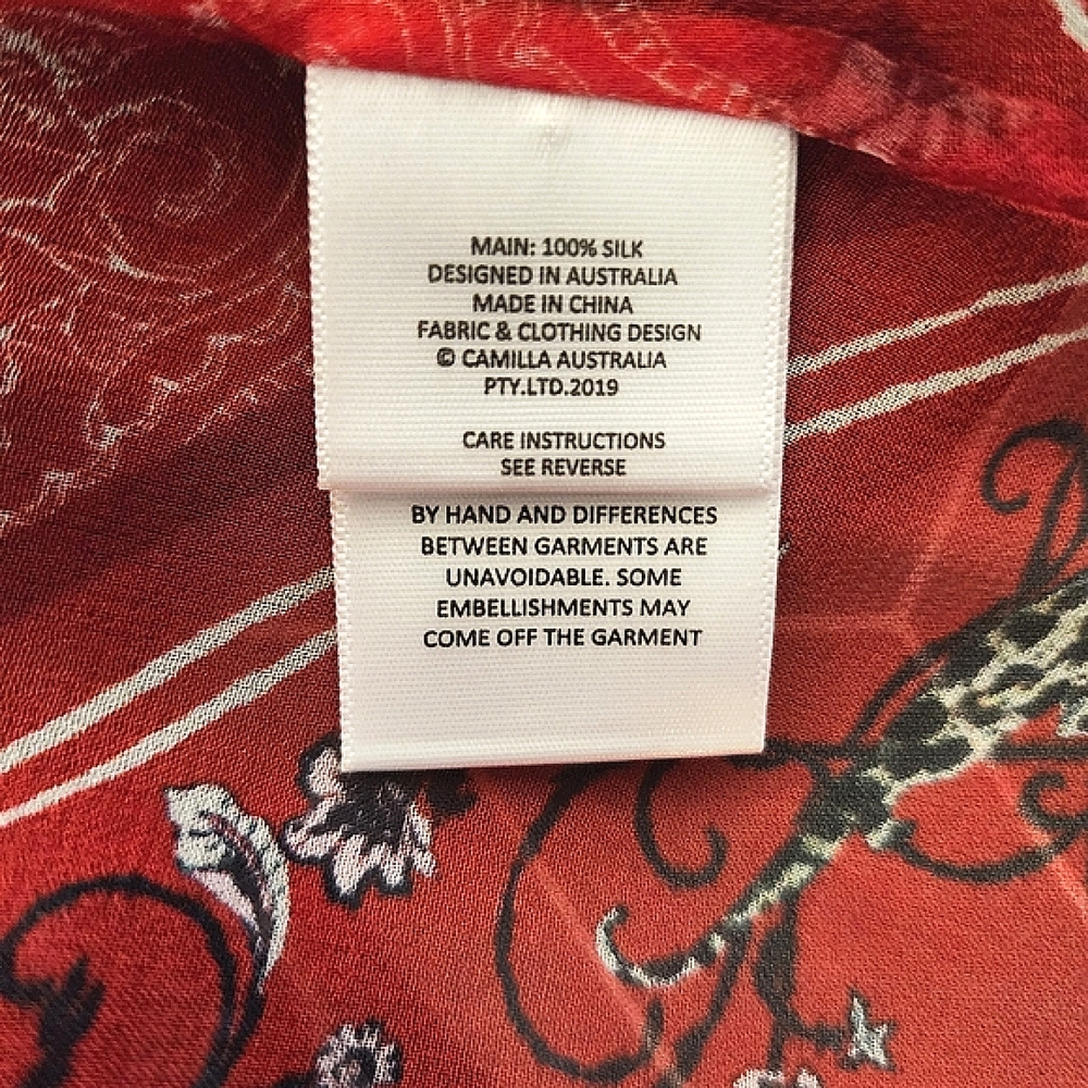 Camilla long skirt embellished hankerchief style red & paisley - size 16 - Picture 5 of 17